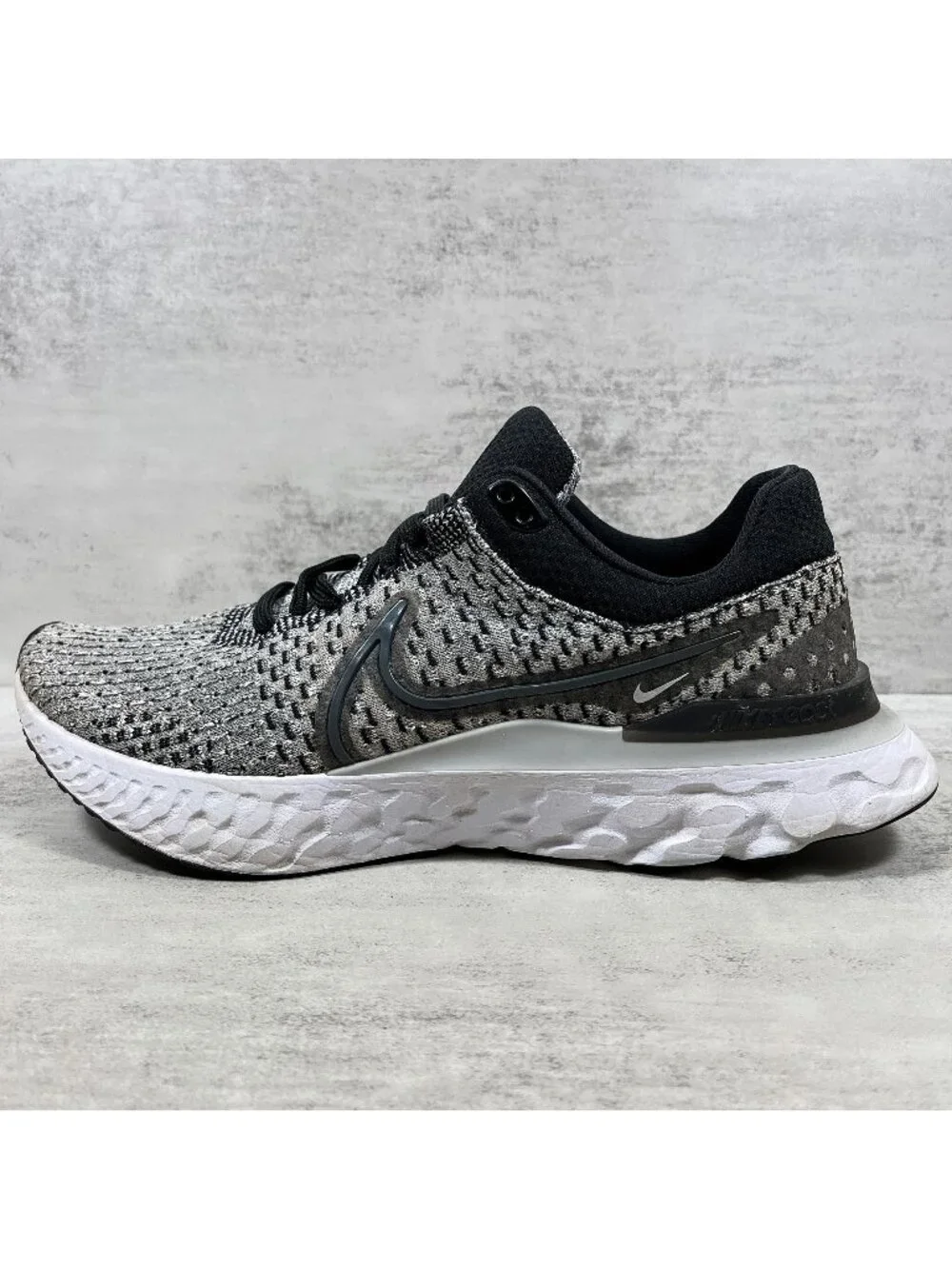 Nike React Infinity Run Flyknit 3 Running Shoes - Men's Size 9 - Black Gray